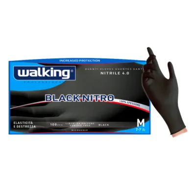 Gants Jetables Nitrile Walking Black Nitro 100Pcs