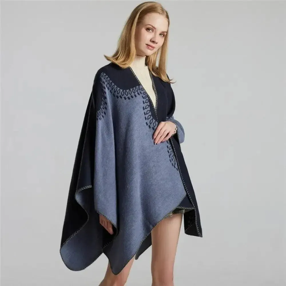 Poncho Duo Couleur Femme – Image 2