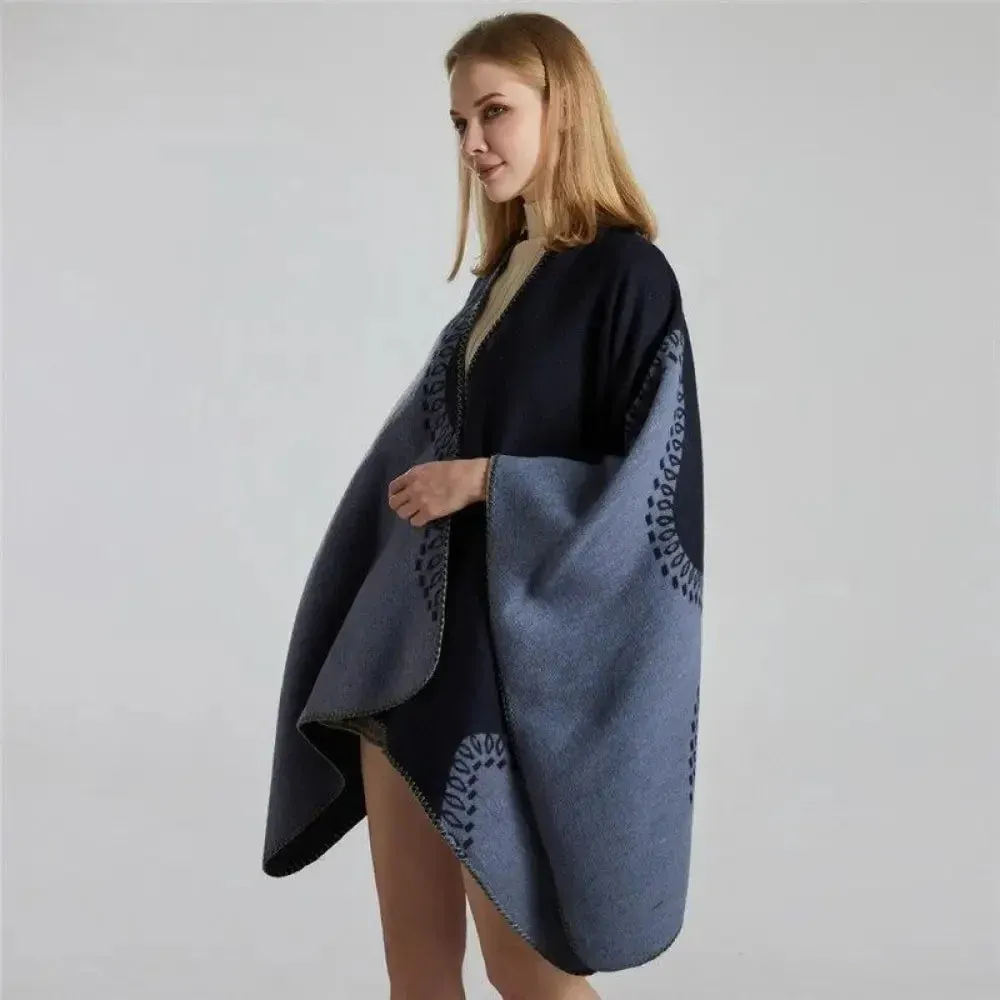 Poncho Duo Couleur Femme – Image 3