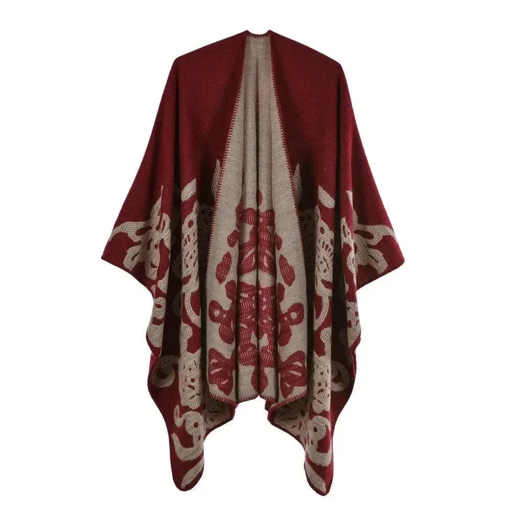 Poncho Femme Imprimé Floral et Papillon – Image 7