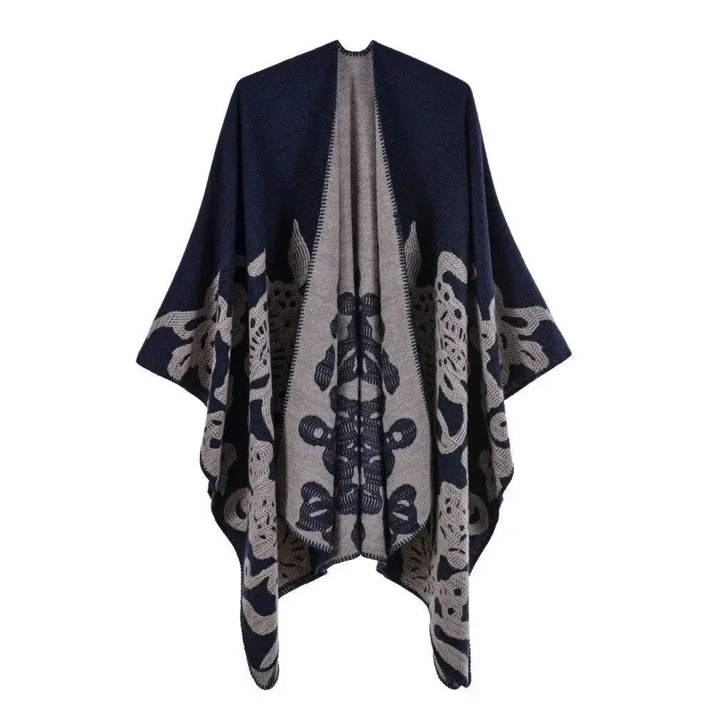 Poncho Femme Imprimé Floral et Papillon – Image 5