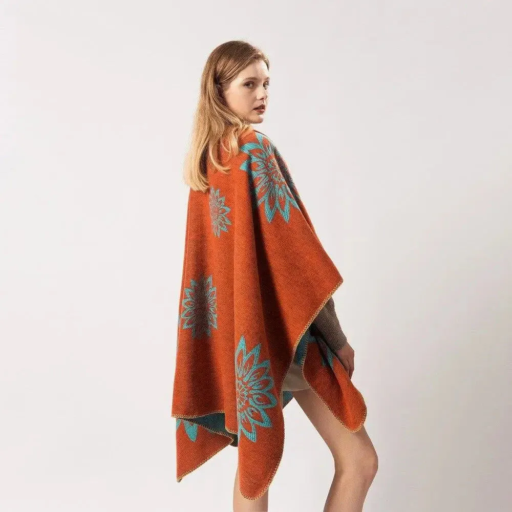 Poncho Femme Style Oranger – Image 2